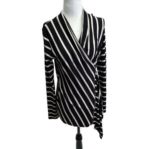 Joseph Ribkoff Black and White Striped Wrap Top Size 8
